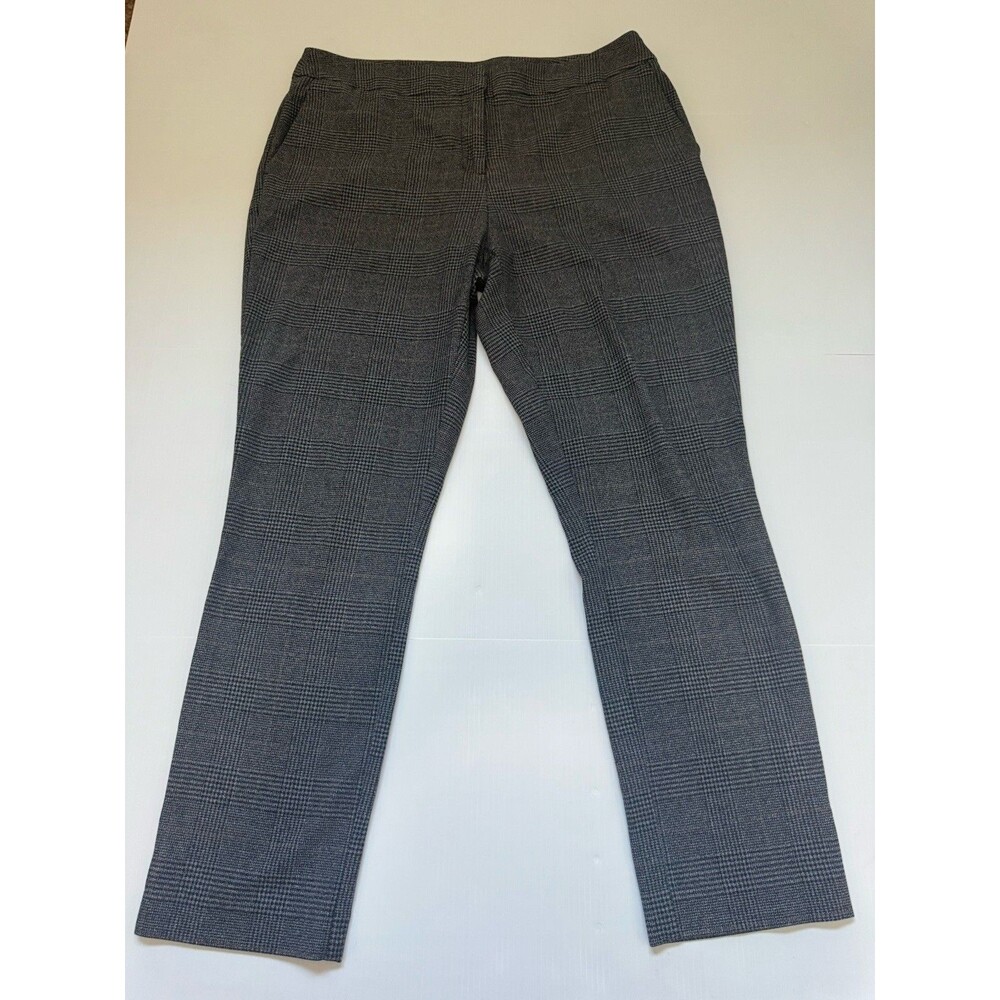 Jolie Womens Size 12 Gray Plaid Pull On Dress Pants Straight Leg Career